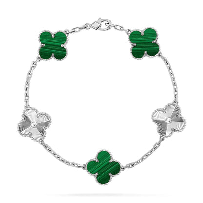 [Angela Jewelry] CLOVER 5 MOTIF MALACHITE BRACELET COLLECTION