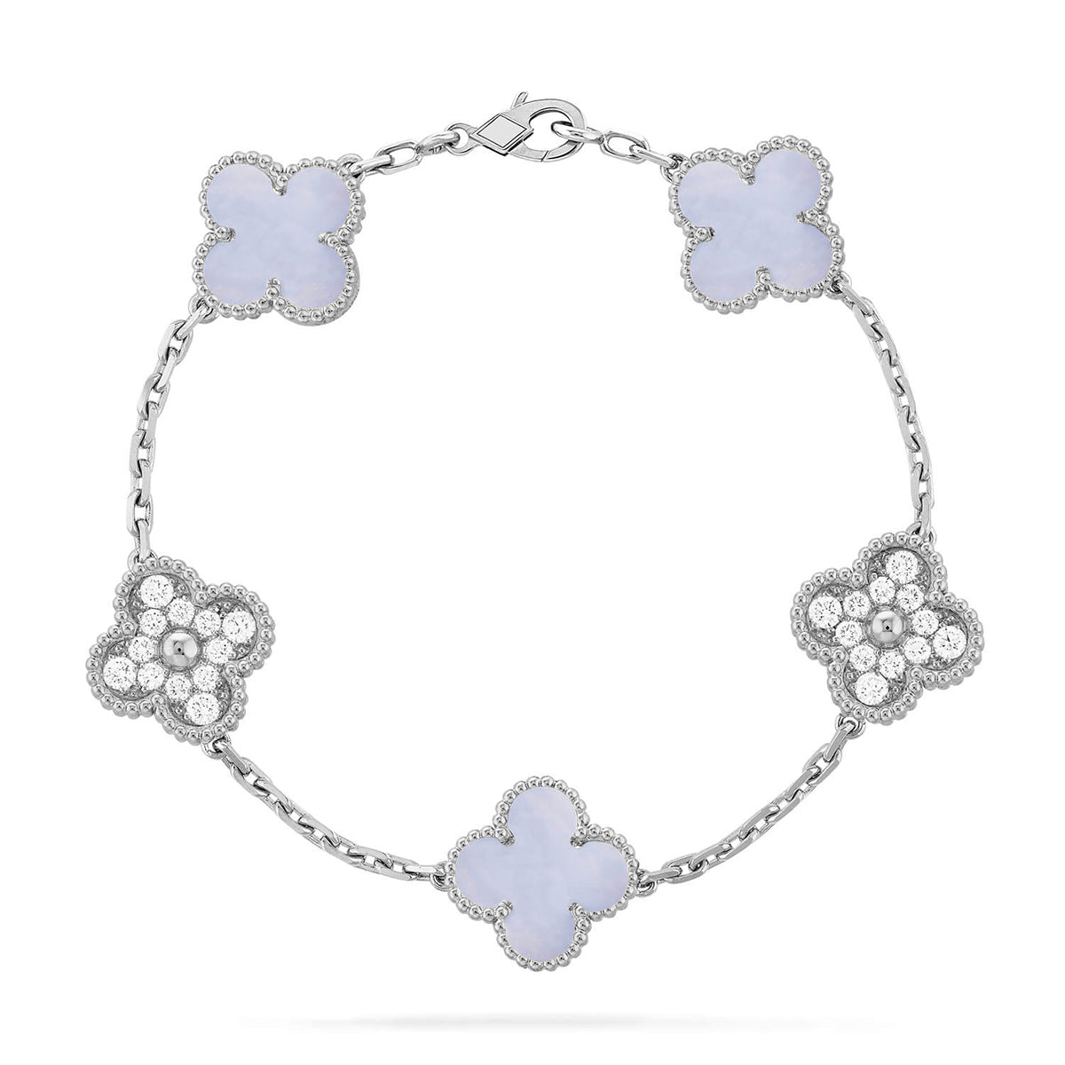 [Angela Jewelry] CLOVER 5 MOTIF PURPLE CHALCEDONY BRACELET COLLECTION