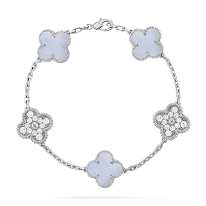 [Angela Jewelry] CLOVER 5 MOTIF PURPLE CHALCEDONY BRACELET COLLECTION