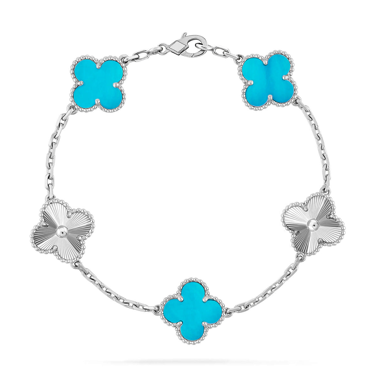 [Angela Jewelry] CLOVER 5 MOTIF TURQUOISE BRACELET COLLECTION