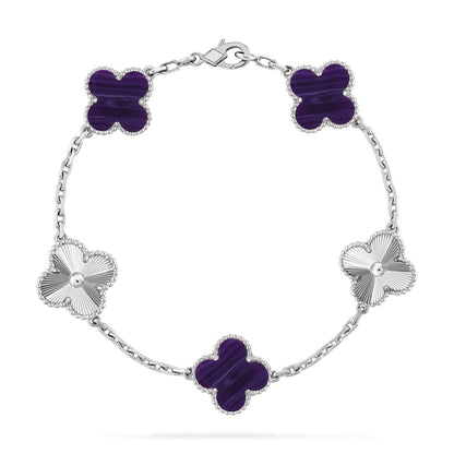 [Angela Jewelry]CLOVER 5 MOTIF PURPLE STRIPES BRACELET COLLECTION