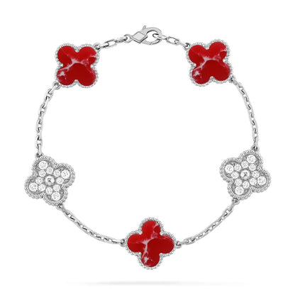 [Angela Jewelry]CLOVER 5 MOTIF RED PATTERN BRACELET COLLECTION