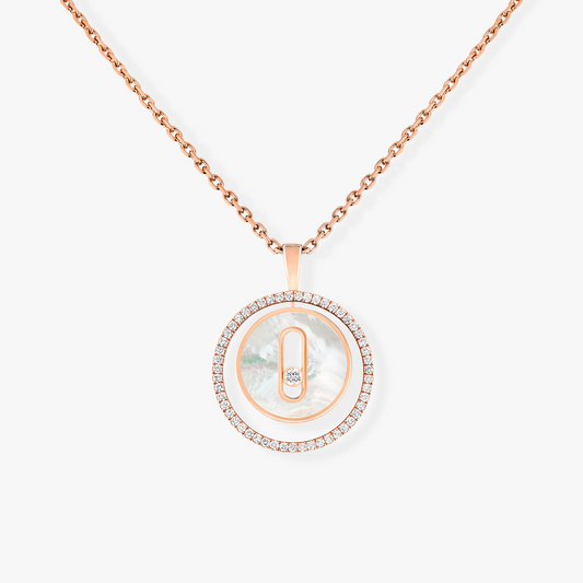 [Angela Jewelry]LUCKY MOVE 1 DIAMOND WHITE MOTHER OF PEARL PINK GOLD DIAMOND NECKLACE