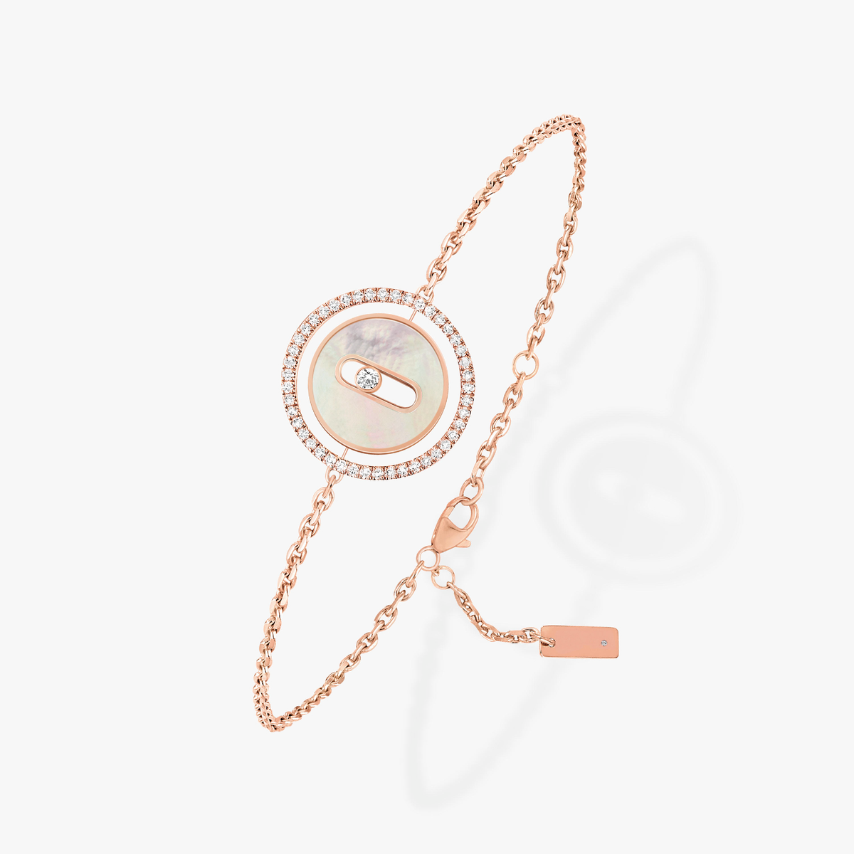 [Angela Jewelry]LUCKY MOVE WHITE MOTHER OF PEARL PINK GOLD DIAMOND BRACELET