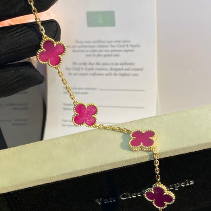 [Angela Jewelry]NEW CLOVER 5 MOTIFS PINK ENAMEL BRACELET