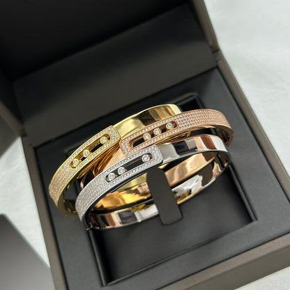 [Angela Jewelry]Move Noa Rose Gold Pavé Diamond Bangle Bracelet