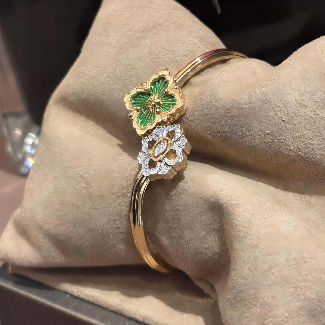 [Angela Jewelry]OPERA TULLE  GOLD BRACELET WITH ENAMEL BACKGROUND