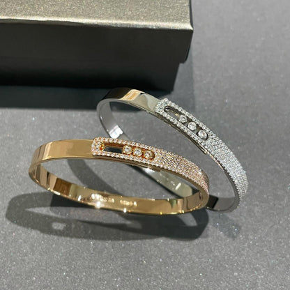 [Angela Jewelry]Move Noa Rose Gold Pavé Diamond Bangle Bracelet