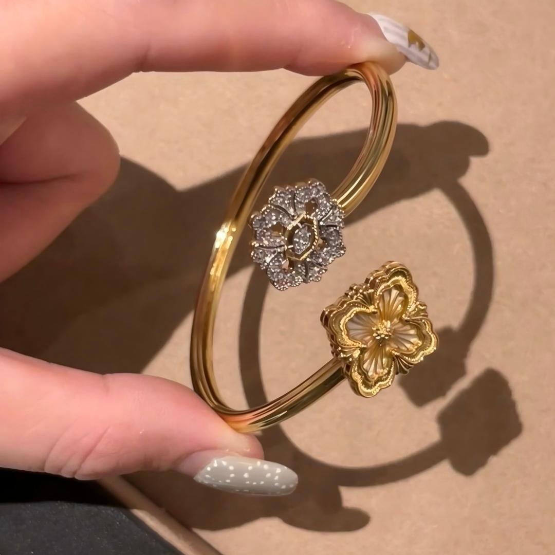 [Angela Jewelry]OPERA TULLE  GOLD BRACELET WITH ENAMEL BACKGROUND