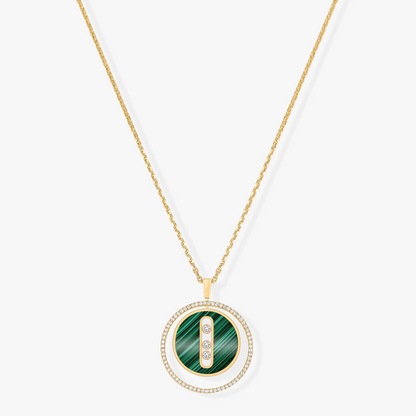 [Angela Jewelry]LUCKY MOVE 3 DIAMOND MALACHITE GOLD DIAMOND NECKLACE