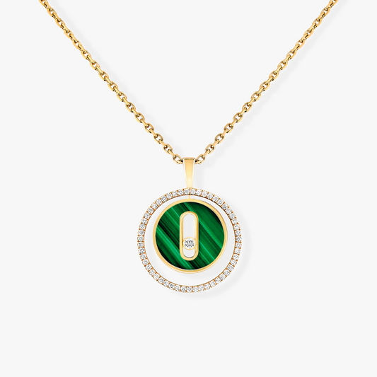 [Angela Jewelry]LUCKY MOVE 1 DIAMOND MALACHITE GOLD DIAMOND NECKLACE
