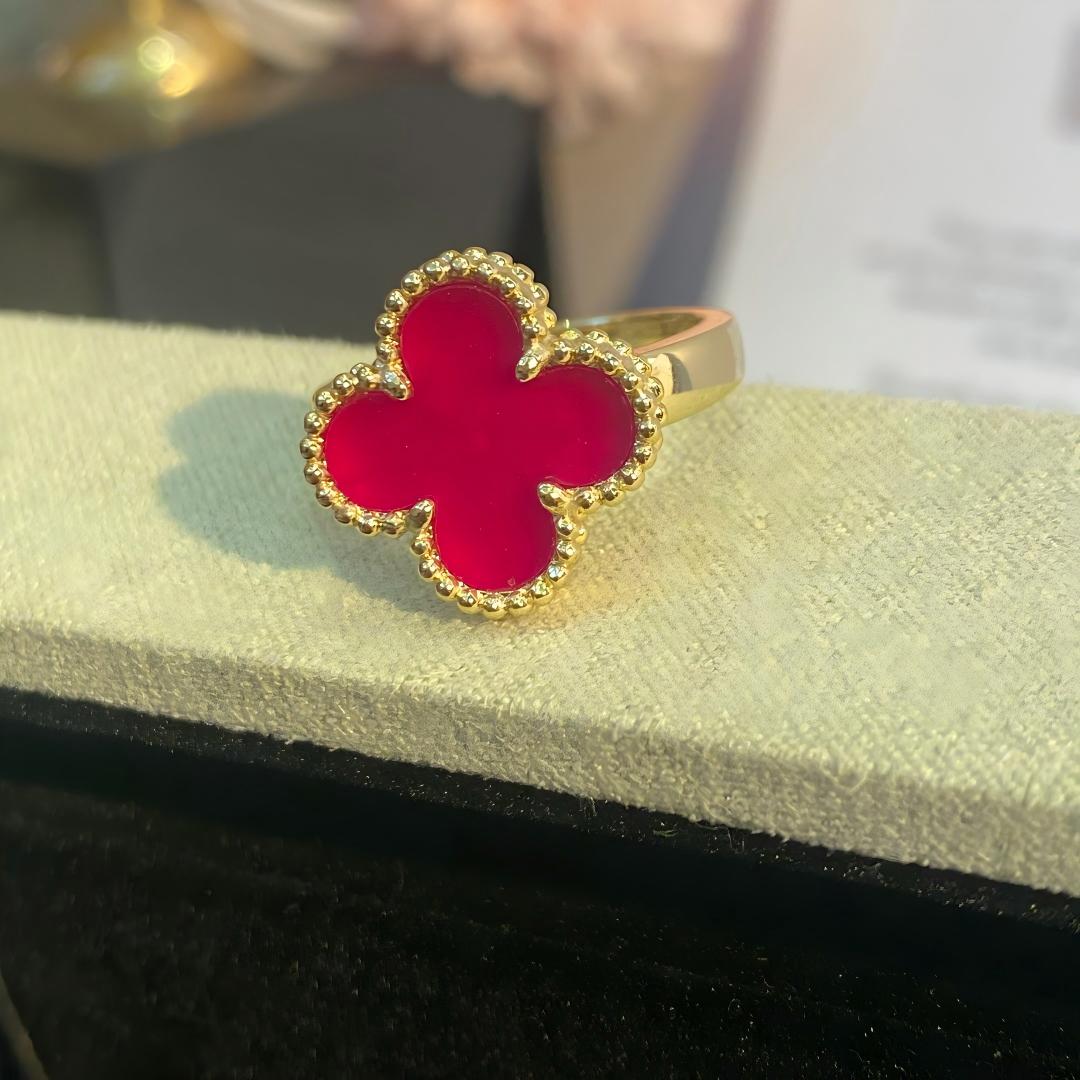 [Angela Jewelry]NEW CLOVER PINK ENAMEL RINGS