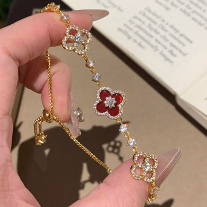 [Angela Jewelry]CLOVER 5 MOTIF PINK BLUE RED WHITE BRACELET