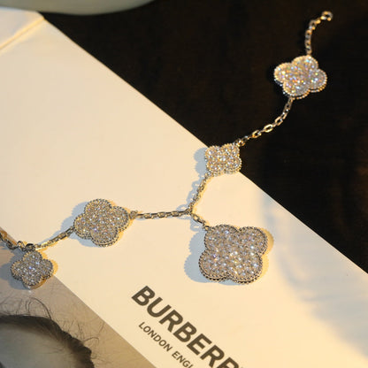 [Angela Jewellery]CLOVER BRACELET 5 MOTIF SILVER DIAMOND PAVED