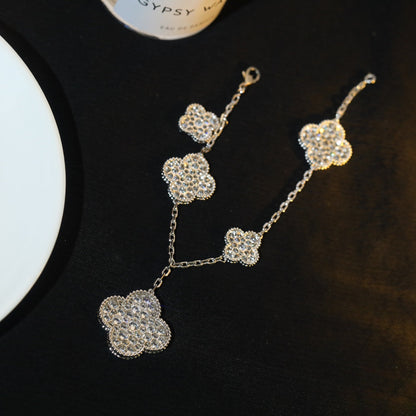 [Angela Jewellery]CLOVER BRACELET 5 MOTIF SILVER DIAMOND PAVED