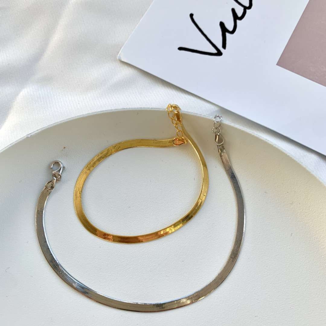 [Angela Jewelry]Flat Snake Bone Chain Blade Necklace