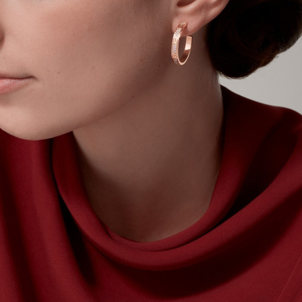 [Angela Jewelry]LOVE EARRINGS 3.6MM DIAMOND PAVED