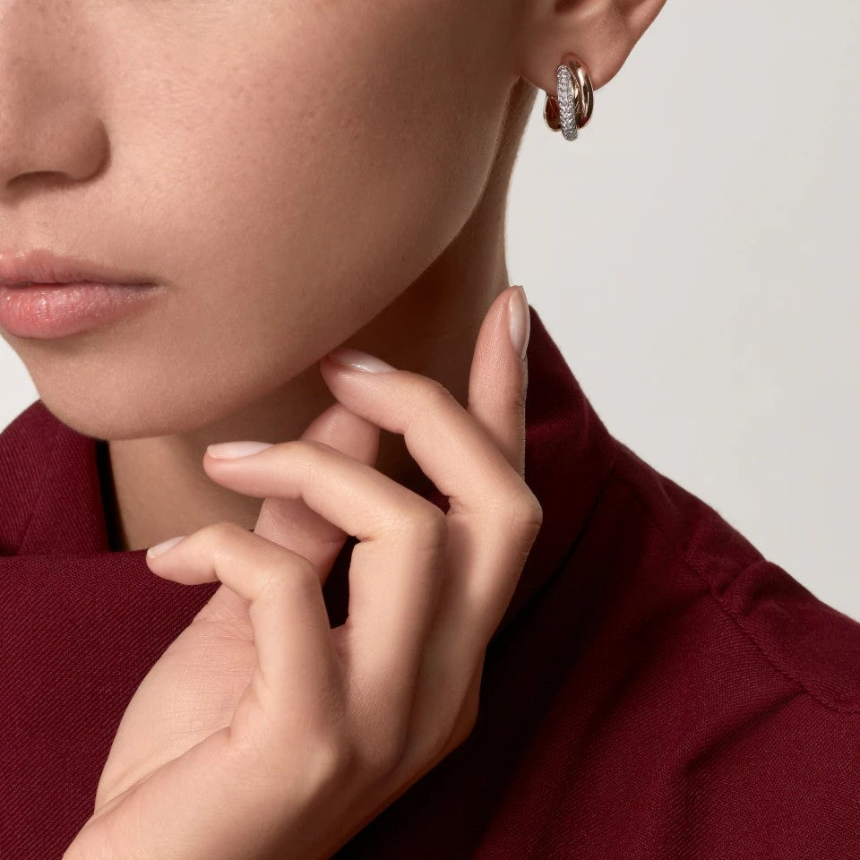 [Angela Jewelry]TRINITY HALF DIAMOND  CLASSIC EARRINGS