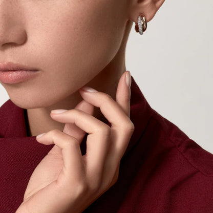 [Angela Jewelry]TRINITY HALF DIAMOND  CLASSIC EARRINGS