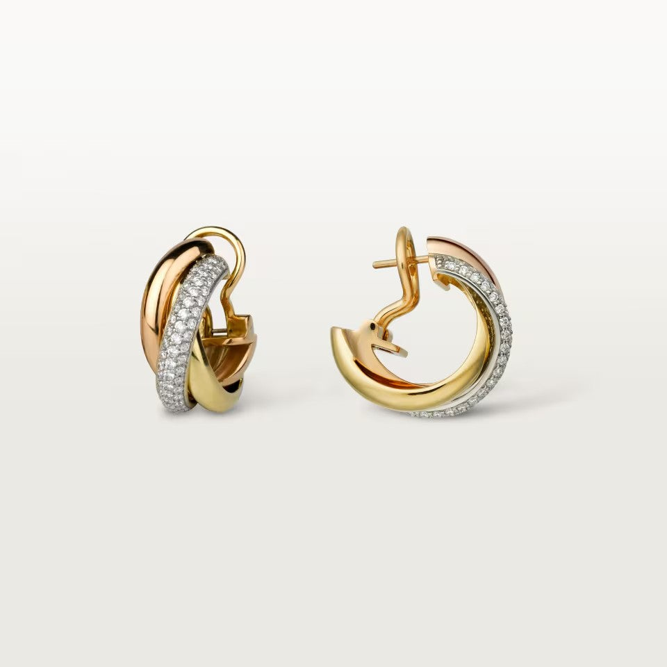 [Angela Jewelry]TRINITY HALF DIAMOND  CLASSIC EARRINGS