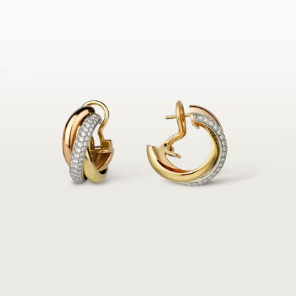 [Angela Jewelry]TRINITY HALF DIAMOND  CLASSIC EARRINGS