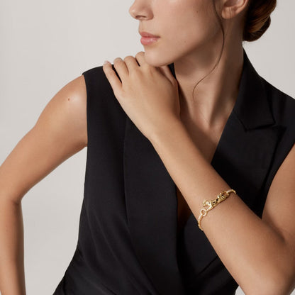 [Angela Jewelry]PANTHERE HALF DIAMOND ON CHAIN BRACELET