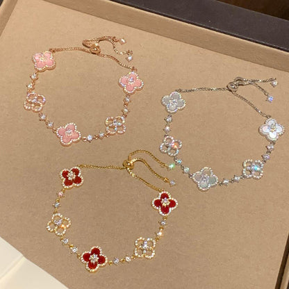 [Angela Jewelry]CLOVER 5 MOTIF PINK BLUE RED WHITE BRACELET