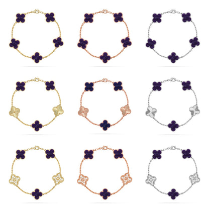 [Angela Jewelry]CLOVER 5 MOTIF PURPLE STRIPES BRACELET COLLECTION