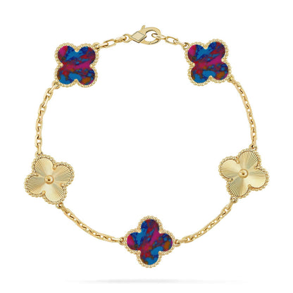 [Angela Jewelry]CLOVER 5 MOTIF COLOR GEMSTONES BRACELET COLLECTION