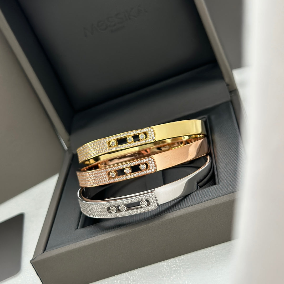 [Angela Jewelry]Move Noa Rose Gold Pavé Diamond Bangle Bracelet