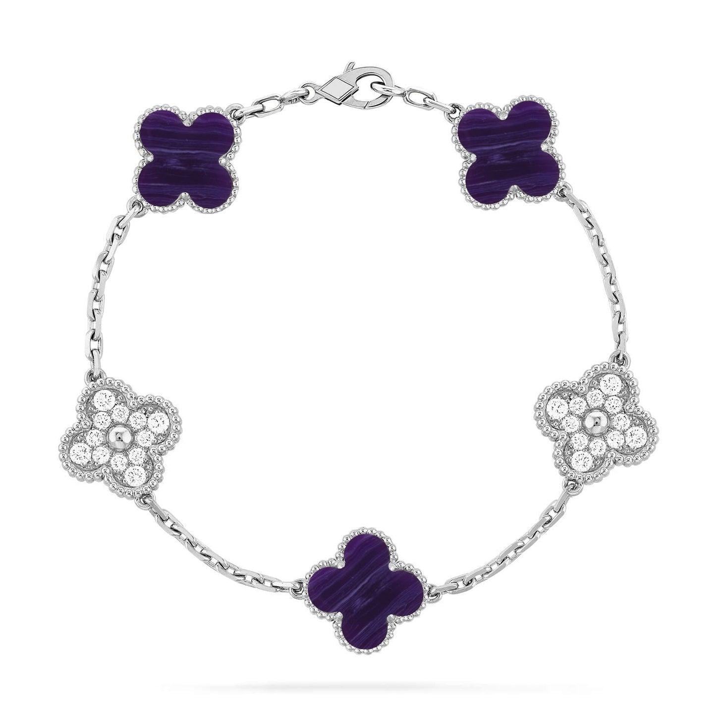 [Angela Jewelry]CLOVER 5 MOTIF PURPLE STRIPES BRACELET COLLECTION