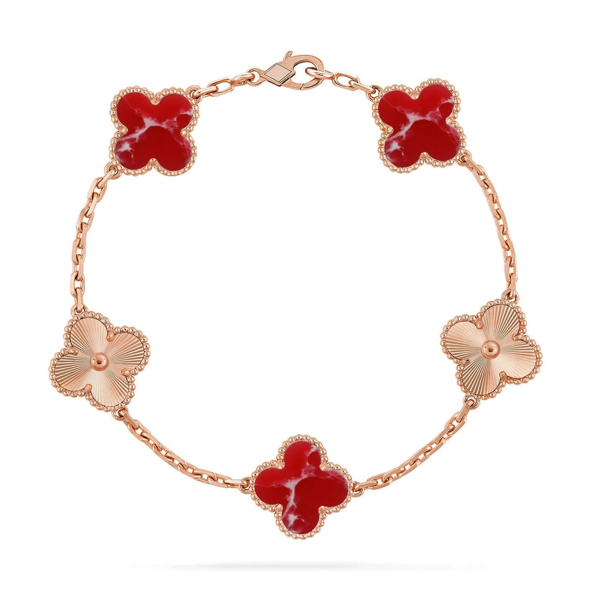 [Angela Jewelry]CLOVER 5 MOTIF RED PATTERN BRACELET COLLECTION