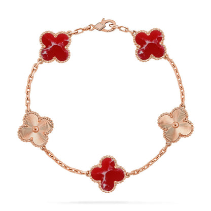 [Angela Jewelry]CLOVER 5 MOTIF RED PATTERN BRACELET COLLECTION
