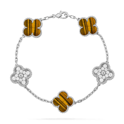 [Angela Jewelry] CLOVER 5 MOTIFS TIGER EYE BRACELET COLLECTION