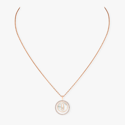 [Angela Jewelry]LUCKY MOVE 1 DIAMOND WHITE MOTHER OF PEARL PINK GOLD DIAMOND NECKLACE