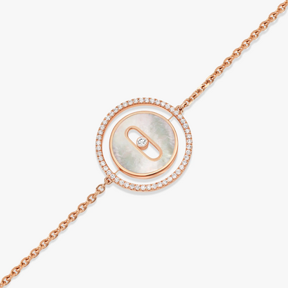 [Angela Jewelry]LUCKY MOVE WHITE MOTHER OF PEARL PINK GOLD DIAMOND BRACELET