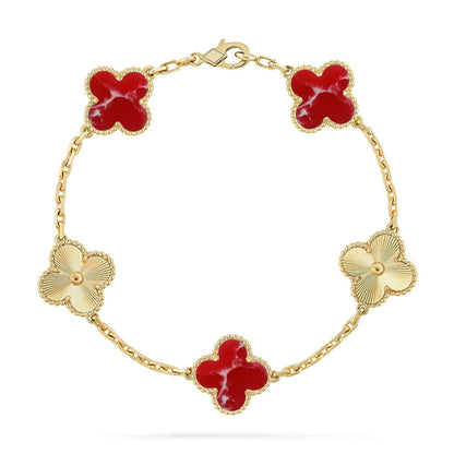 [Angela Jewelry]CLOVER 5 MOTIF RED PATTERN BRACELET COLLECTION