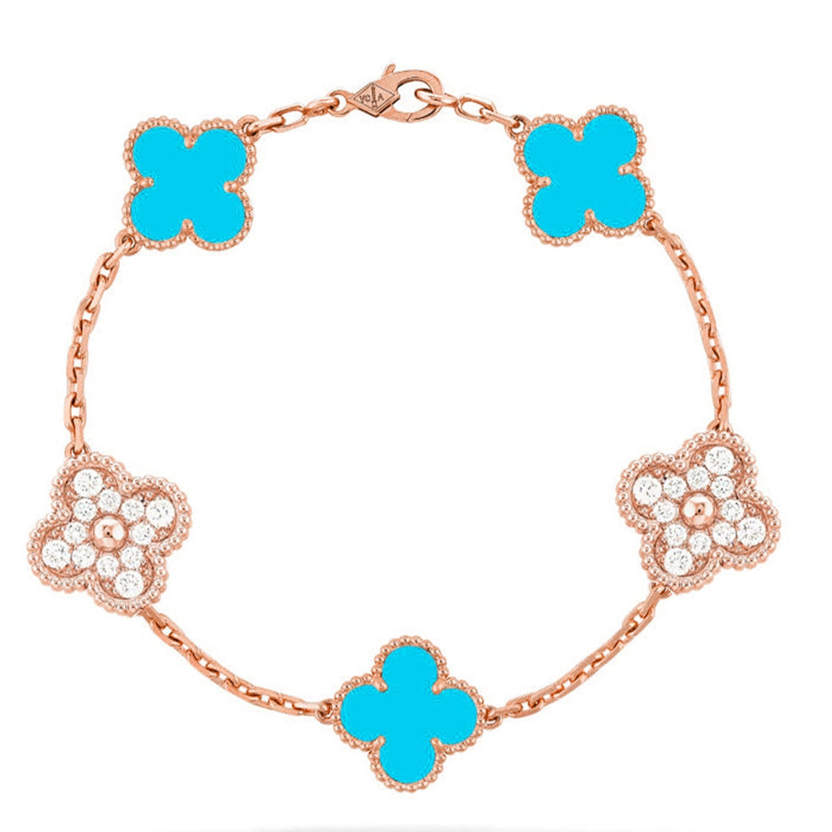 [Angela Jewelry] CLOVER 5 MOTIF TURQUOISE BRACELET COLLECTION