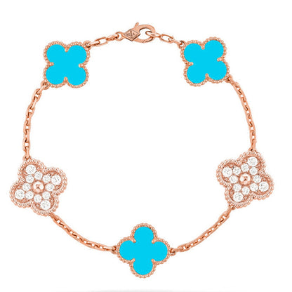 [Angela Jewelry] CLOVER 5 MOTIF TURQUOISE BRACELET COLLECTION