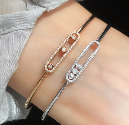 [Angela Jewelry]Move Pavé Diamond Bangle Bracelet M