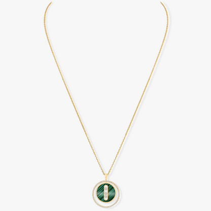 [Angela Jewelry]LUCKY MOVE 3 DIAMOND MALACHITE GOLD DIAMOND NECKLACE