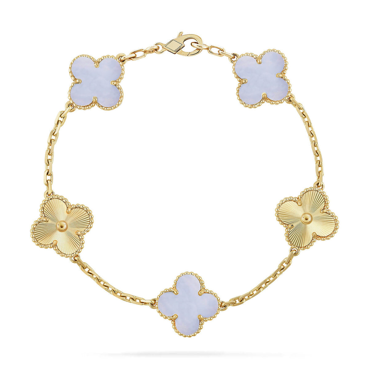 [Angela Jewelry] CLOVER 5 MOTIF PURPLE CHALCEDONY BRACELET COLLECTION