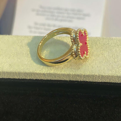 [Angela Jewelry]NEW CLOVER PINK ENAMEL RINGS