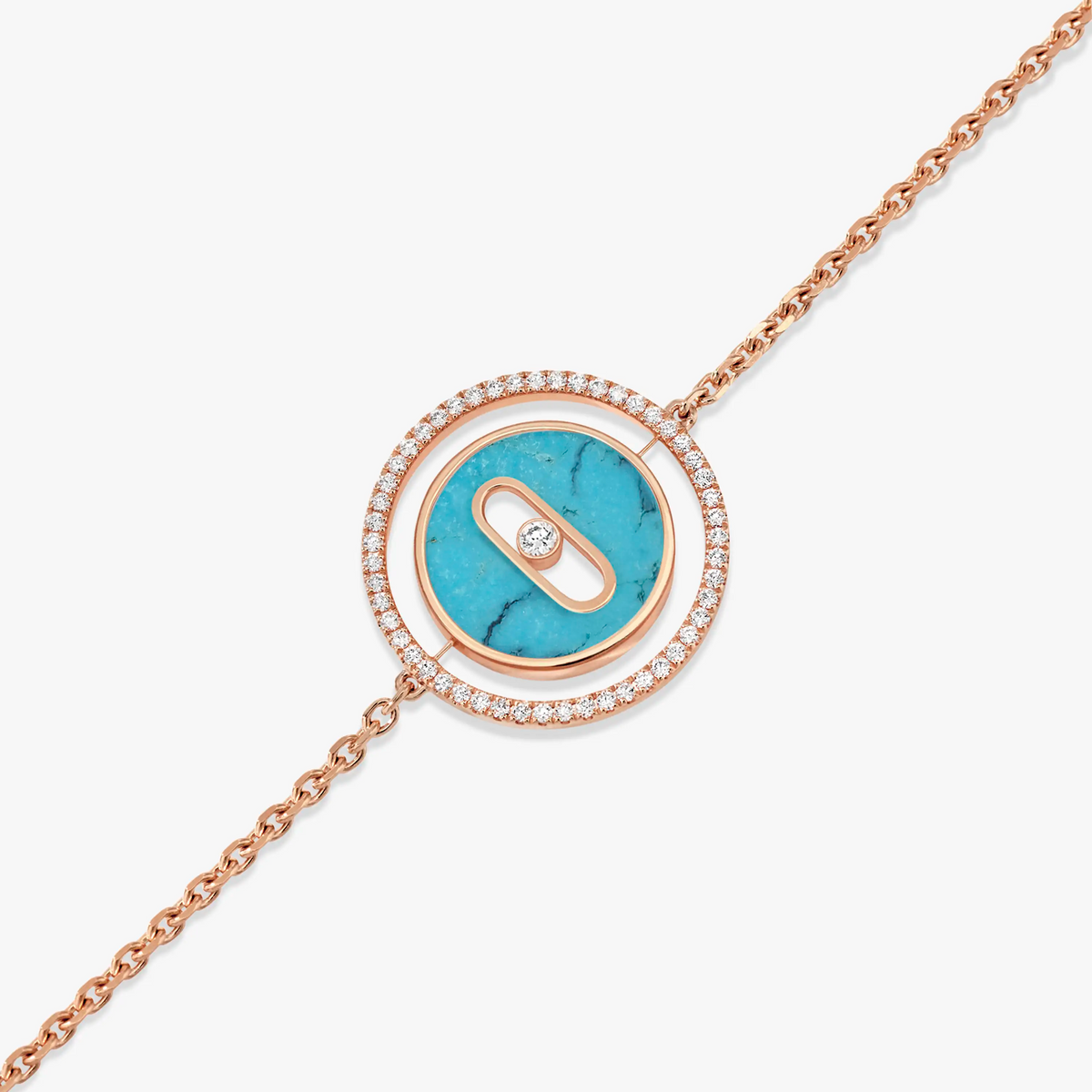 [Angela Jewelry]LUCKY MOVE TURQUOISE PINK GOLD DIAMOND BRACELET