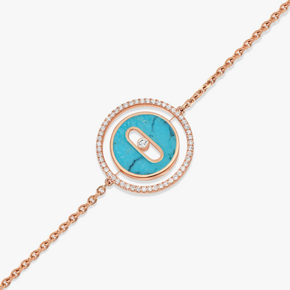 [Angela Jewelry]LUCKY MOVE TURQUOISE PINK GOLD DIAMOND BRACELET