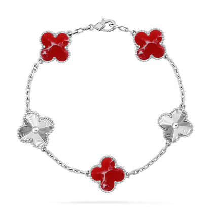 [Angela Jewelry]CLOVER 5 MOTIF RED PATTERN BRACELET COLLECTION
