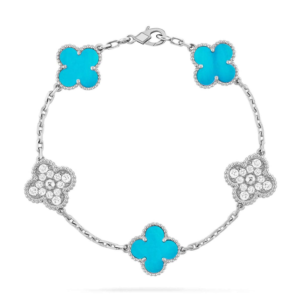 [Angela Jewelry] CLOVER 5 MOTIF TURQUOISE BRACELET COLLECTION