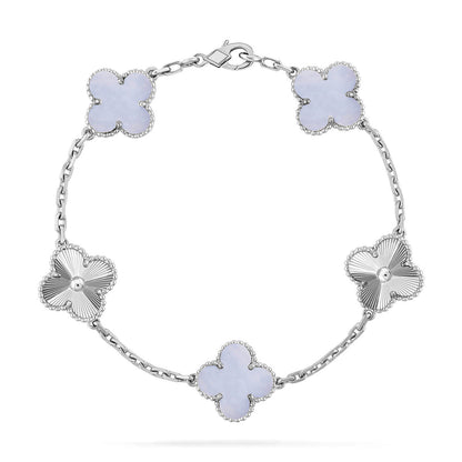 [Angela Jewelry] CLOVER 5 MOTIF PURPLE CHALCEDONY BRACELET COLLECTION
