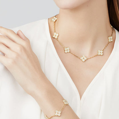 [Angela Jewelry]CLOVER 10 MOTIFS DIAMOND NECKLACE