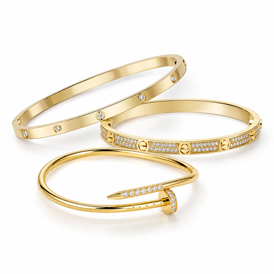 [Angela Jewelry] JUSTE Diamond & LOVE Diamond Bracelet Stack Set
